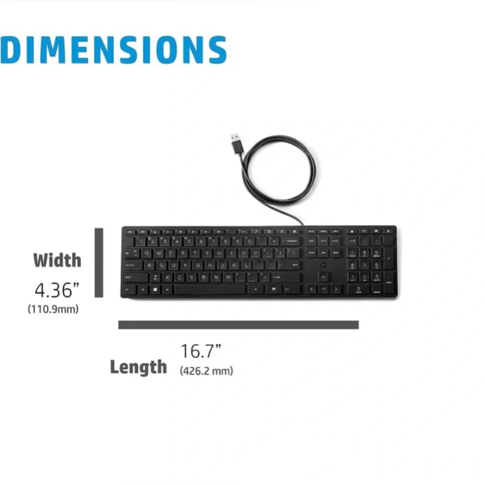 HP Desktop 320K Slim Wired QWERTY Keyboard - Black